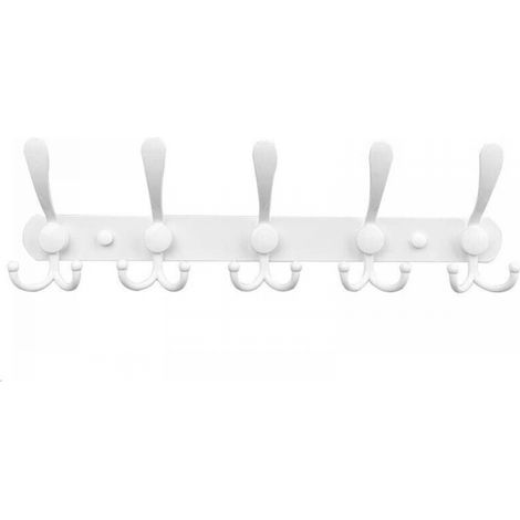 Porte Manteau Mural en Acier Inoxydable, Patères Porte Manteaux Crochet Mural pour Manteaux Serviettes Peignoirs (Blanc, 15 Crochets, 1pcs) (1/5)