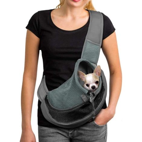 Borsa per il trasporto a mani libere di cani e gatti - Fino a 4,5 kg - Rete traspirante - Tracolla regolabile - Fibbia di sicurezza - Antiscivolo - Ventilazione ottimale (1/5)