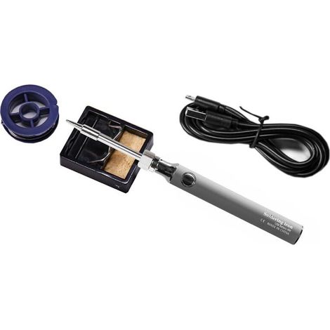 Kit fer à souder sans fil ion lithium 5V 8W rapide portable outil réparation soudure Gris (1/2)