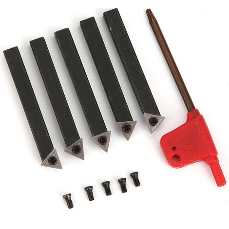5-teiliger Satz Wendeschneidplatten-Drehwerkzeuge (1/4 Zoll) aus Hartmetall für Drehmaschinen, zum Plandrehen (1/5)