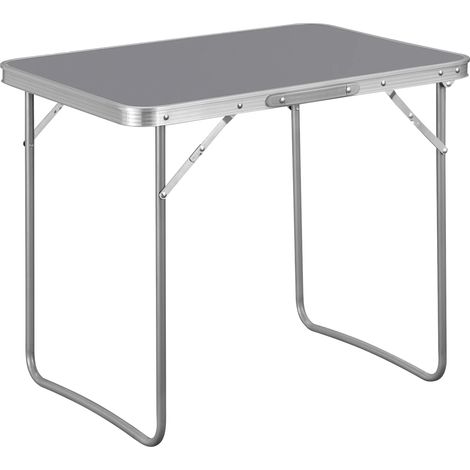 Multifunktionaler Klapptisch für Camping 70 x 60 x 50 cm aus Metall und MDF Grau (1/4)