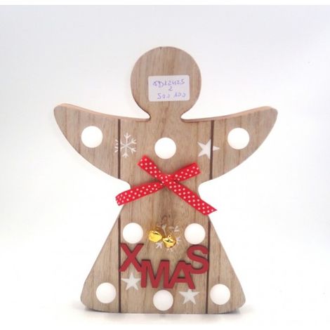 Decorazione Addobbo Natalizio Natale con Base legno con Luce 24 cm (1/2)