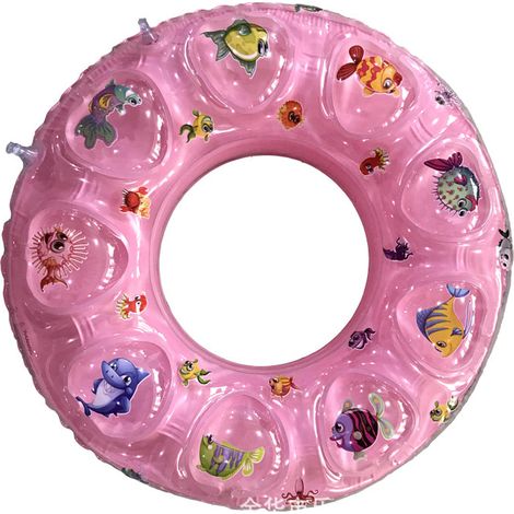 Bouée gonflable double couche épaisse pour enfants, rose, lot de 1. Anneau de natation en cristal avec double coussin d'air. (1/2)