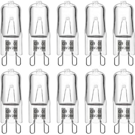 G9-Halogenlampe, 28 W, 230 V, 370 lm, 2700 K warmweiß, dimmbar, G9-Kapsellampen, für Kronleuchter, Gartenleuchten, Wandleuchten, Schrankbeleuchtung, 10er-Packung (1/5)
