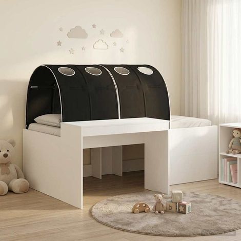 Cama con Túnel 4 uds. Blanco y Negro Madera de ingeniería (1/5)