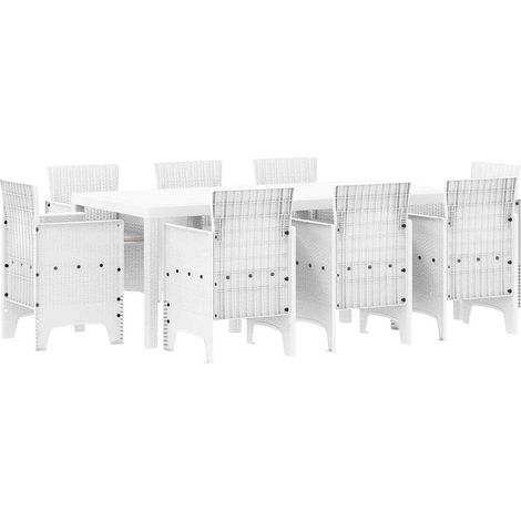 Maison Exclusive - Garten Essgruppe 9 pcs Weiß Polypropylen