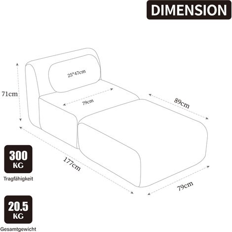 Modulares Ecksofa aus Chenille in Ivory 79 x 177 x 71 cm HOMAIRE (1/5)