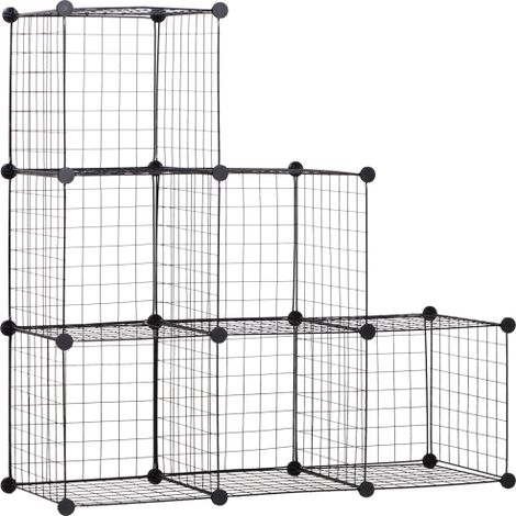 Étagère Modulable, Système de Rangement avec 6 Compartiments, Noir, 109 x 37 x 109 cm– ComfortXL (1/5)