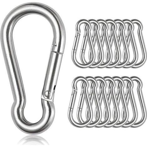 Juego de 15 mosquetones, Hebillas de resorte de acero inoxidable 304, Hebillas de resorte, Duraderos y resistentes al desgaste, M3 (1/5)