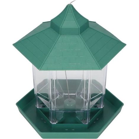 Mangeoire à oiseaux suspendue étanche en plastique Transparent Outils d'alimentation pour mangeoire à oiseaux pour jardin