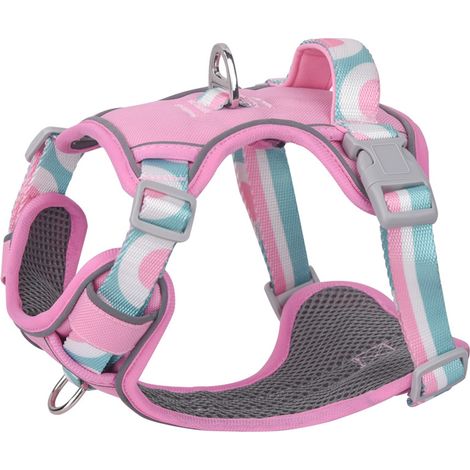 Harnais Pour Chien - Réglable - Ergonomique - À Double Attache Dos Et Poitrail - Térylène - 1 Pièce (1/5)