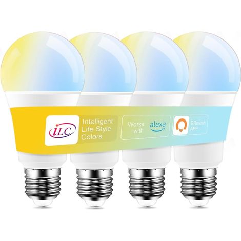Ampoule Connectée 12W E27, Ampoule LED Intelligente, Compatible avec 15, 2700K-6000K Commande Vocale (4-pack) (1/5)
