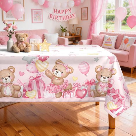 Tischdecke Rosa Bär Babyparty 152 x 264 cm Rechteckig Polyester