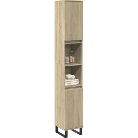 Badschrank Sonoma-Eiche 30x30x190 cm Holzwerkstoff
