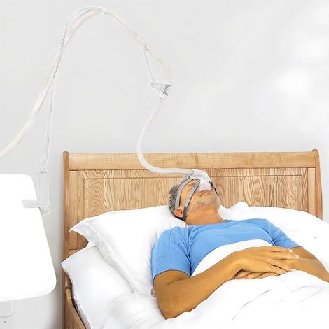 Support de Tuyau CPAP, Réglable Support de Tuyau CPAP pour éviter les Fuites et l'enchevêtrement, Tuyau CPAP Hose Holder Chevet de Support de Tuyau Rotatif à 360° Réglable et Robuste