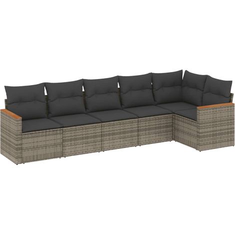 Maison Exclusive - 6-tlg. Garten-Sofagarnitur mit Kissen Grau Pol