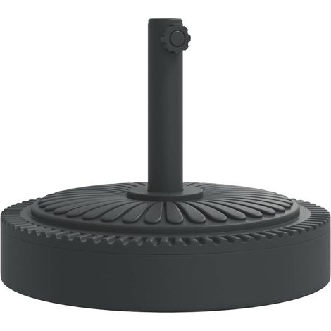 Base de sombrilla redonda de 45 x 36 cm estable para postes de 38/48 mm con patrón de líneas de PE negro 020056651
