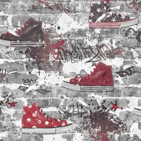 Fine Decor Urban Street Red Wallpaper Children's Bedroom Stylish Feature Wall (1/4)