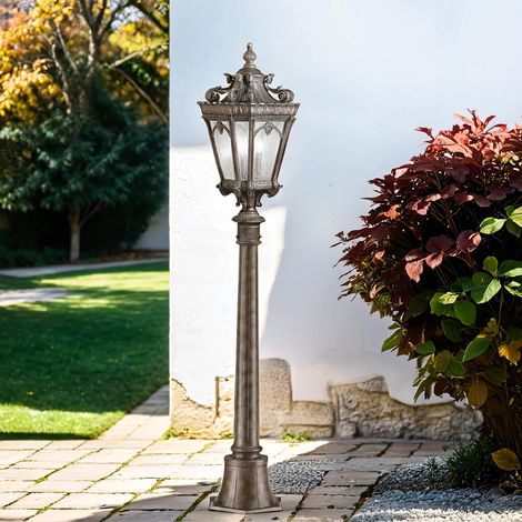 Stehlampe außen IP44 Braun E27 110 cm Glas Aluminium Vintage Stehleuchte außen (1/2)