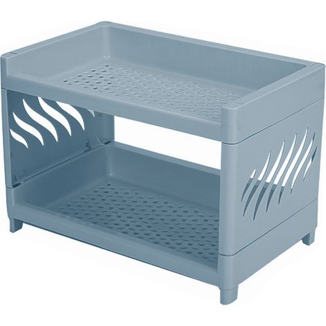 Support De Rangement Bureau - Double Étagère En PP - Pour Cosmétiques Et Articles De Bureau - 1 Pièce (1/5)