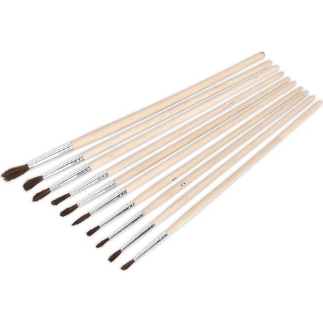 Sealey Touch-Up Paint Brush Assortment with Wooden Handle 10pc PB2 (1/2)