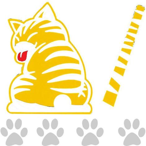 Handyaufkleber für Heckscheibenwischer, Katzenmotiv, Tier - gelb