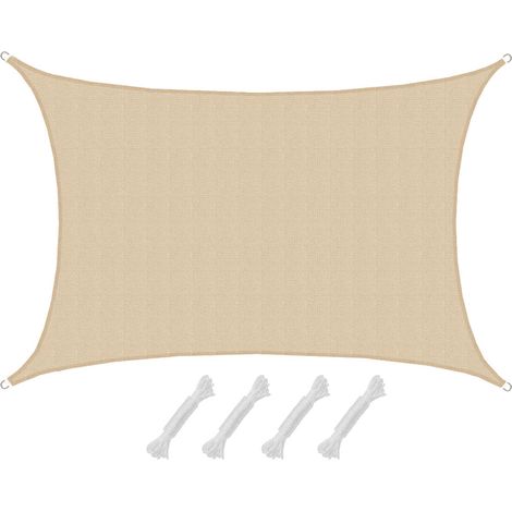 UV Sonnensegel 4x6 HDPE Rechteckig Sonnenschutz Überdachung Garten Balkon Beige (1/5)