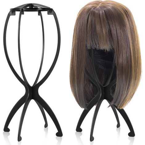 BelleRise - Support pour perruque, support portable, support universel, support de voyage, cadeau pour coiffeuses (Noir, lot de 2) (1/4)
