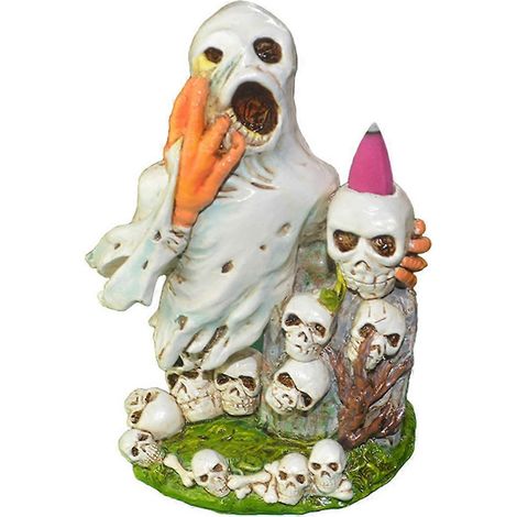 Halloween-Räucherstäbchen für Räuchergefäß, gruseliger Totenkopf als Monster-Räucherstäbchen-Ornament für Halloween-Partys, Heim-, Schlafzimmer- und Schreibtischdekoration, Kunstharz-Räucherstäbchen-B