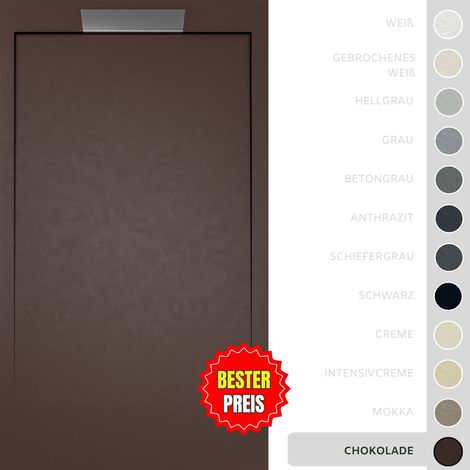 SOULBATH Duschwanne – Harz – Gelcoat – Glatte/Stein-Textur – SCHOKOLADE – Rutschfest- 150x80 Extra flach 3 cm – Elegantes Design (1/5)