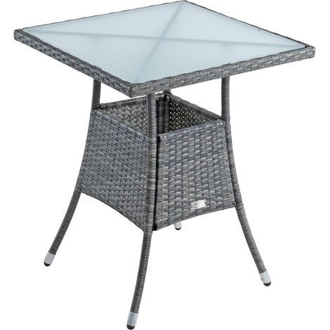 Polyrattan Balkontisch Rattan Tisch Beistelltisch Gartentisch 57 cm Anthrazit (1/5)