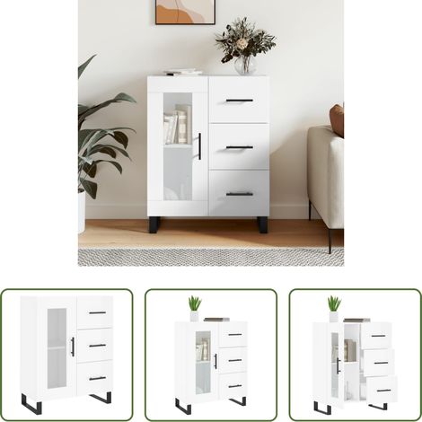 Hochglanz-Weiß - Sideboard Hochglanz-Weiß 69,5x34x90 cm Holzwerkstoff (1/5)