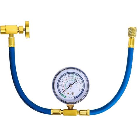 Tuyau de recharge de réfrigérant R134a pour réfrigérateur, tuyau de recharge climatisation, robinet de cartouche avec manomètre - cartouche R134a vers port R-12/R-22 (1/5)