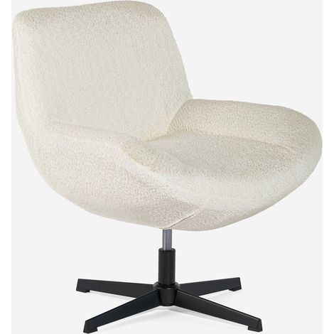 Sessel drehbar elegant aus Bouclé-Stoff fürs Wohnzimmer Büro Lehm - Beige