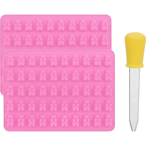 Moldes de mini osos, silicona flexible, diseño ecológico, color rosa (100 unidades) (1/2)