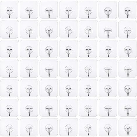 50 Stück Klebehaken ohne Bohren, Selbstklebend ohne Bohren Haken, Klare Wandhaken, Transparente Klebehaken Türhaken Wasserdicht Kleiderhaken Ideal für Küche Badezimmer Wand & Deckenaufhänger