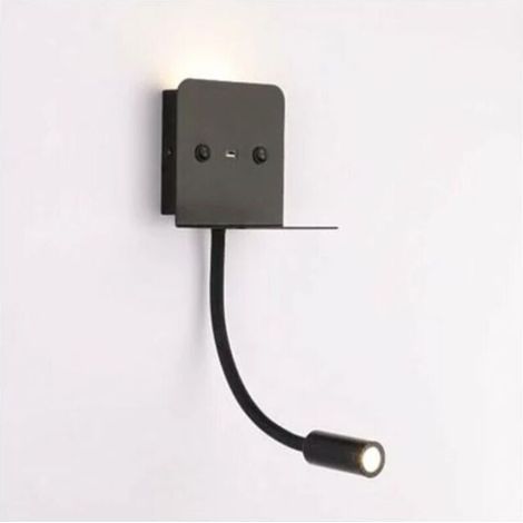 Applique murale + liseuse led "Slange" 3W avec port usb Noir (1/5)