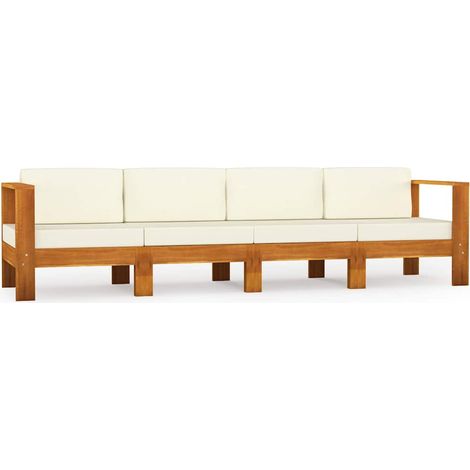 Maison Exclusive - Divano da Giardino 4 Posti Cuscini Bianco Crema Massello Acacia (1/5)