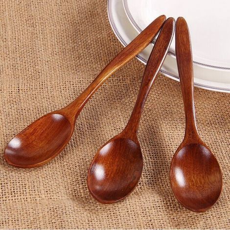 Cucharilla de madera Eco Natural, vajilla y utensilios de cocina, cucharilla color miel (3 piezas), universal, aproximadamente 18 cm x 4,2 cm, cuchara de madera (1/5)