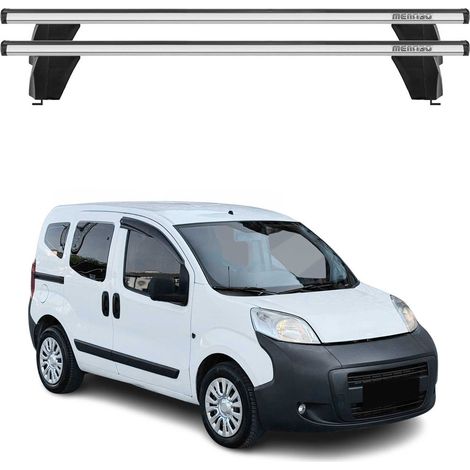 OMAC Barres de toit transversales en aluminium pour Peugeot Bipper 2008-2017 – Antivol – Rainure en T – Testées City Crash – Charge Max 75 kg Argent (1/4)