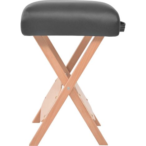 Tabouret de massage pliant avec siège 12 cm d'épaisseur Noir (1/4)