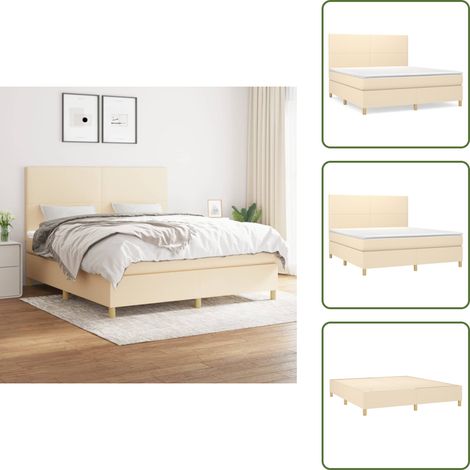 The Living Store Boxspringbett mit Matratze Creme 180x200 cm Stoff - Matratze (1/5)