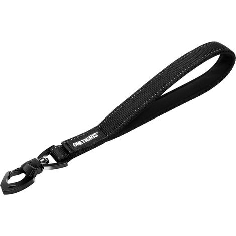 1 - Laisse courte - Chien moyen et grand - Nylon réfléchissant - Clip métal rotatif - Entraînement sans traction - Noir - 30 cm (1/5)