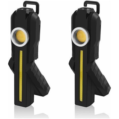 Lampe de Travail LED, Lampes de Travail COB Rechargeables avec Support Base Magnétique Crochet de Suspension 4 Modes Lampes de Poche LED Lumineuses Lampe d'Inspection pour Réparation de Voiture (1/4)