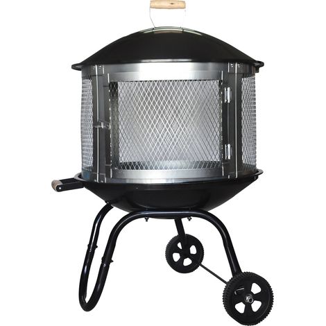 MaxxGarden Acropolis Brasero Exterior – Cuenco de fuego para jardín – Chimenea de jardín – Carbón y madera – con rejilla – Negro – 70 x 100 (1/5)