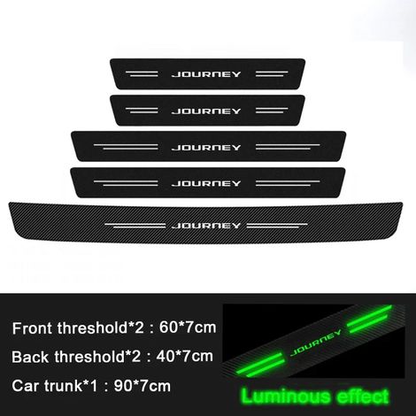 (5 pièces) Plaque de protection lumineuse pour seuil de porte,coffre arrière et pare-chocs de voiture,autocollant pour accessoires Dodge Journey,Caliber,Ram et Dart (1/3)