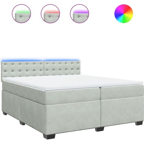 Maison Exclusive - Sommier à lattes de lit et matelas Gris clair 200x200cm Velours (1/5)