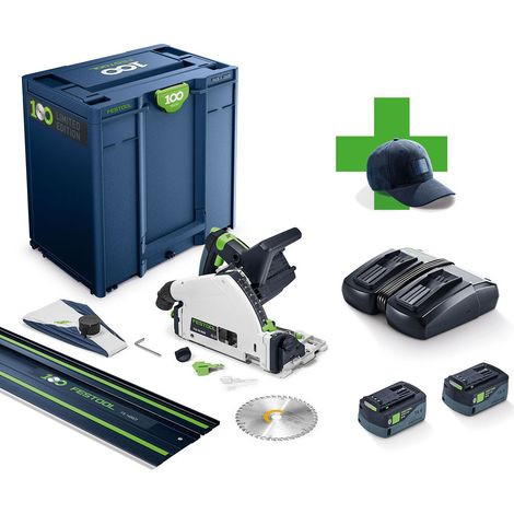 Festool – Scie circulaire plongeante sans fil 18V avec moteur brushless – Profondeur de coupe 55mm – Vitesse 5200tr/min – 2 batteries 5Ah – 578229