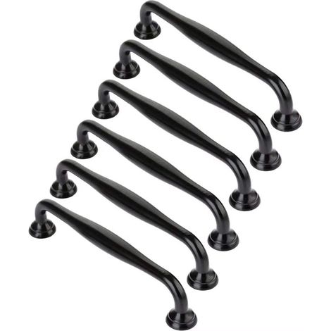 Schwarze Schrankgriffe, langlebige, minimalistische Türgriffe aus Ziny-Legierung für Küchenschrankschubladen (Schwarzer Lochabstand: 96 mm)