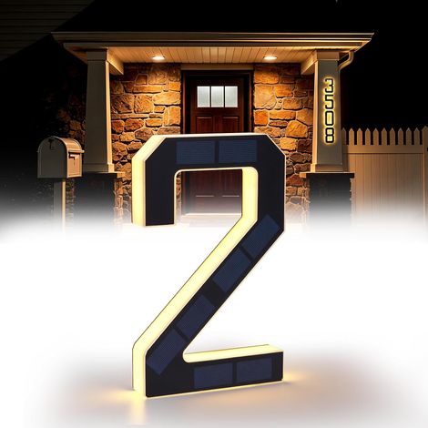 17cm Numéros de Maison Solaires Éclairés pour l'Extérieur, Plaques d'Adresse Numéros de Maison Éclairées et Imperméables LED pour Maisons, Grands Numéros de Maison Modernes Personnalisés (1/5)